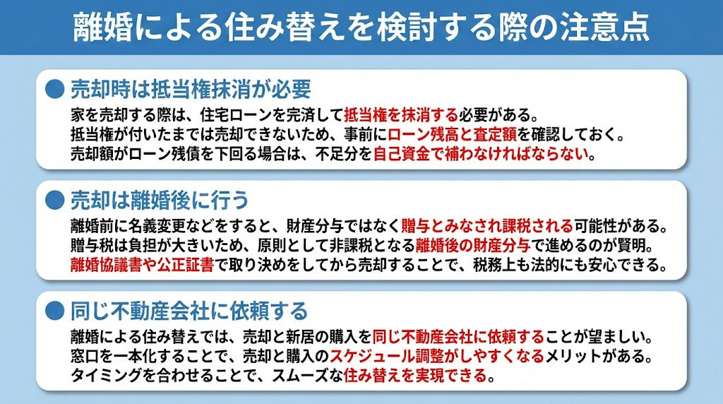 離婚による住み替えを検討する際の注意点