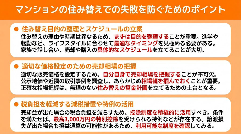 マンションの住み替えでの失敗を防ぐためのポイント