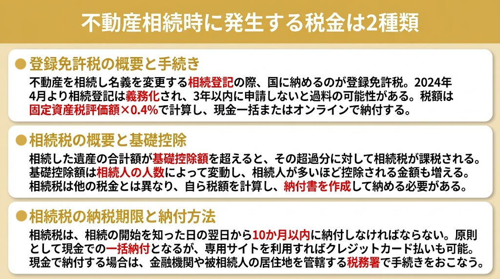 不動産相続時に発生する税金は2種類