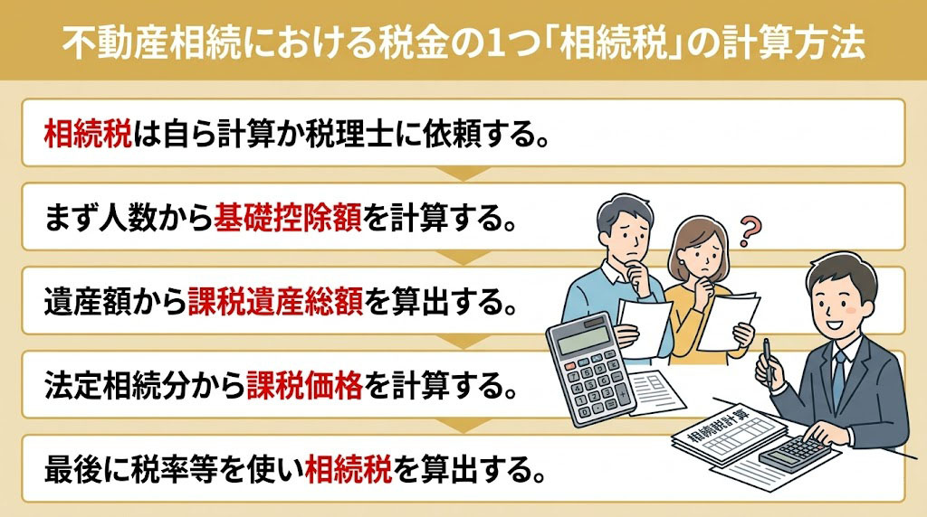 不動産相続における税金の1つ「相続税」の計算方法