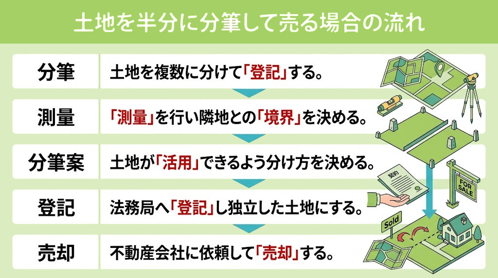 土地を半分に分筆して売る場合の流れ
