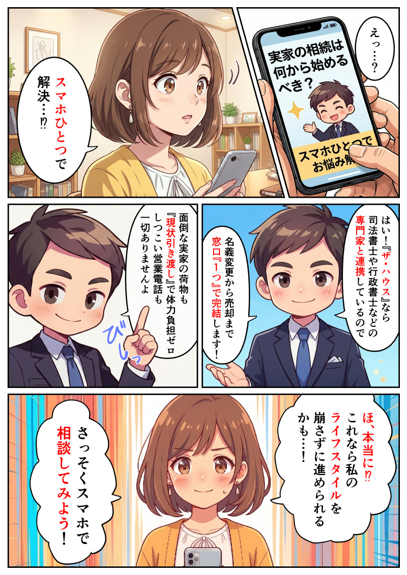 「実家の相続は何から始めるべき?」スマホひとつでお悩み解決。|マンガ③