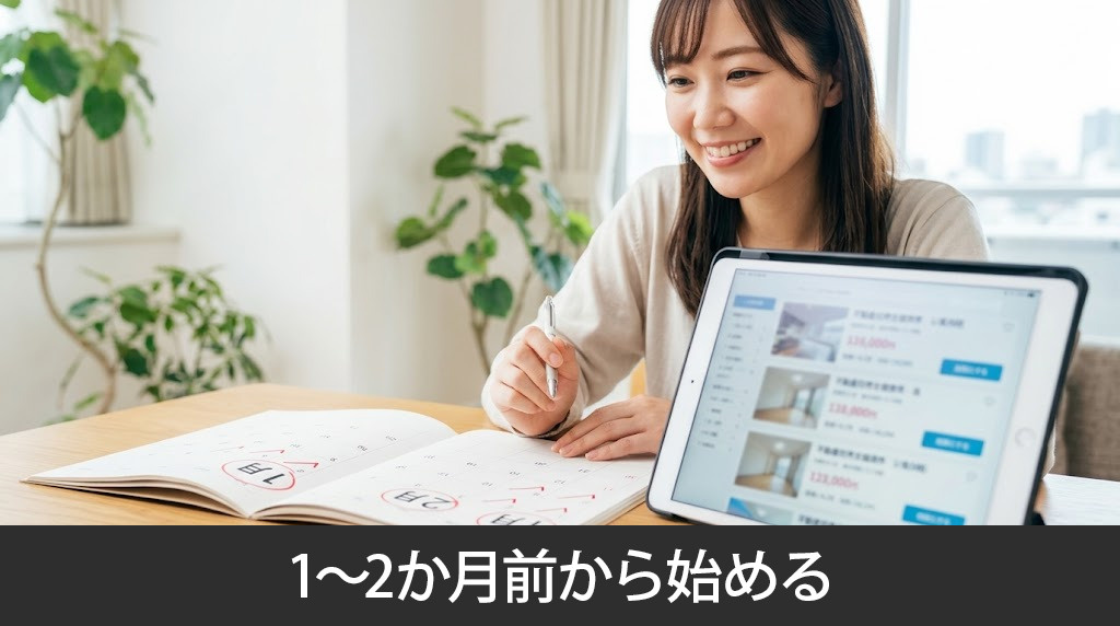 部屋探しは入居の1〜2か月前から始める