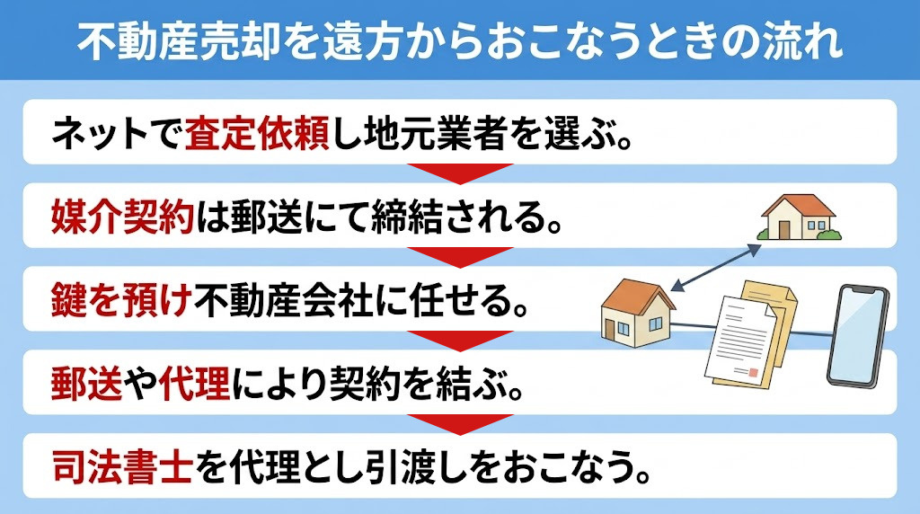 不動産売却を遠方からおこなうときの流れ