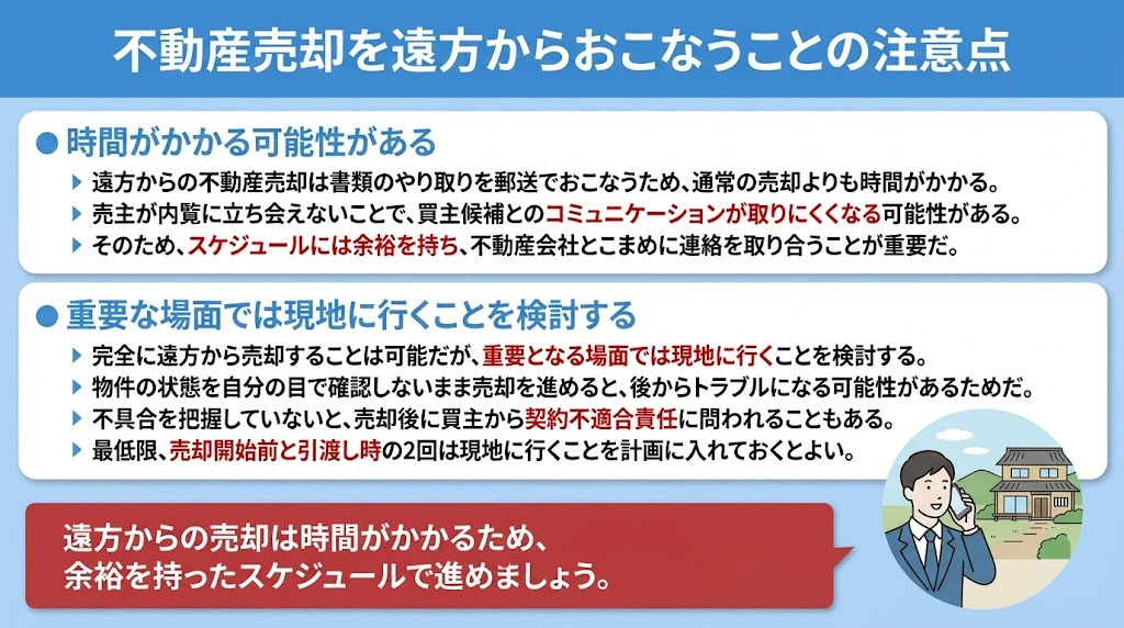 不動産売却を遠方からおこなうことの注意点