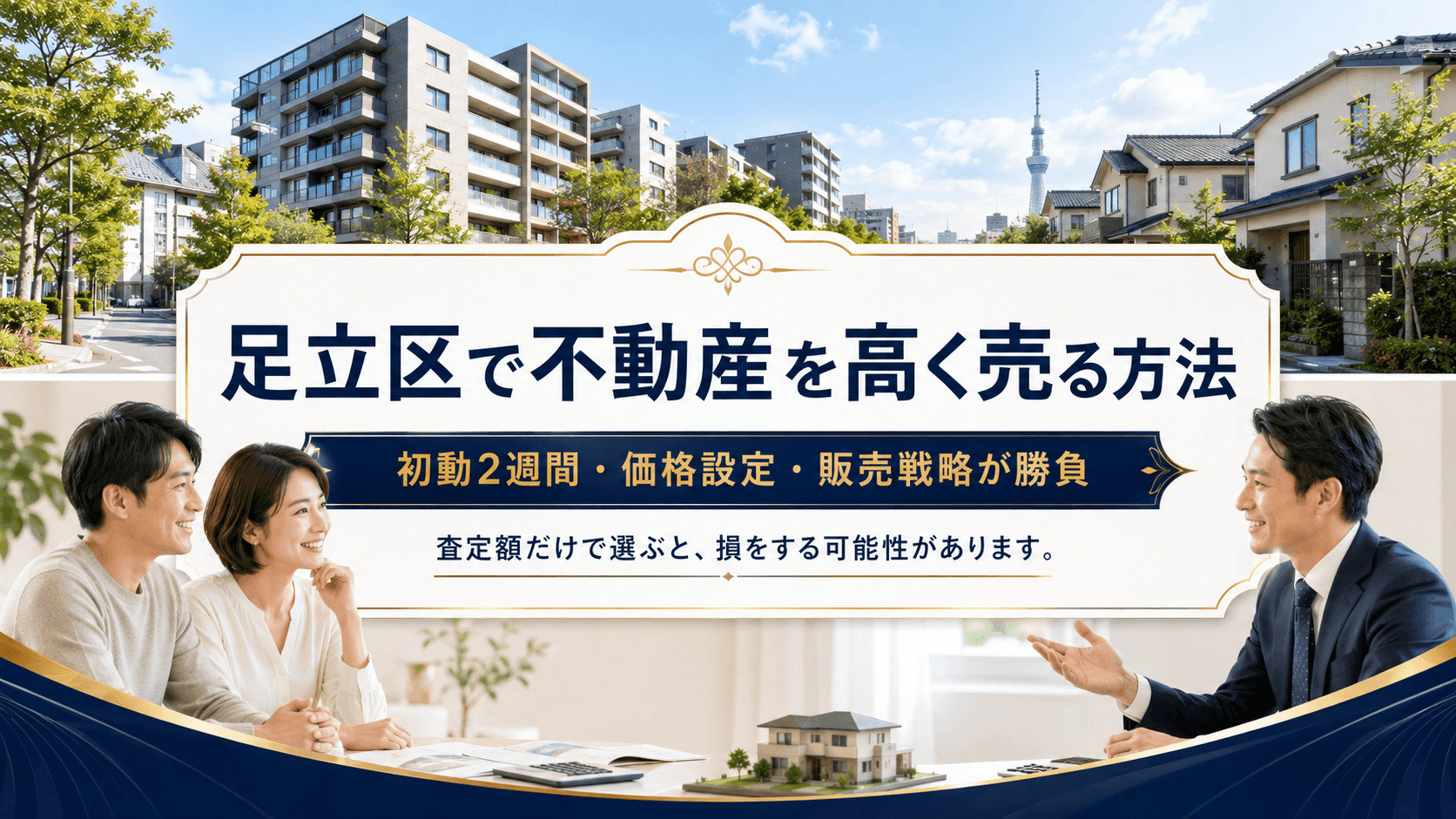 足立区で不動産を高く売る方法を解説するアイキャッチ画像