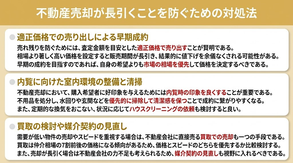 不動産売却が長引くことを防ぐための対処法