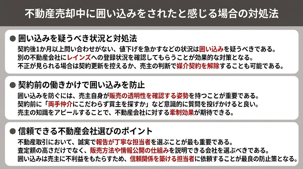 不動産売却中に囲い込みをされたと感じる場合の対処法