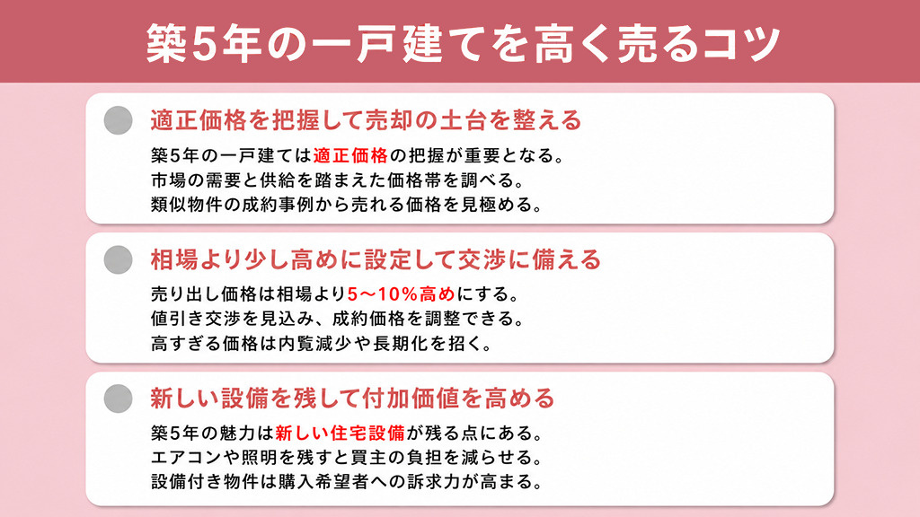 築5年の一戸建てを高く売るコツ