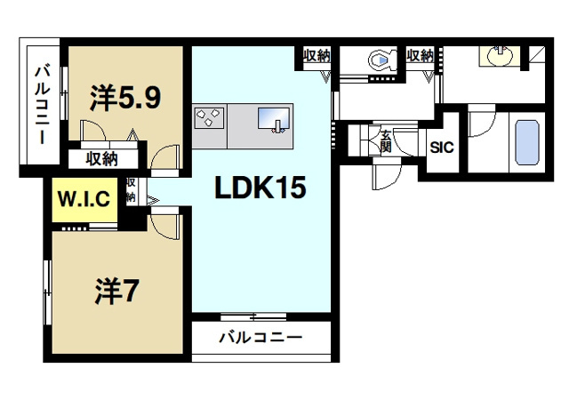 クリスタル シャーメゾンの間取り図3
