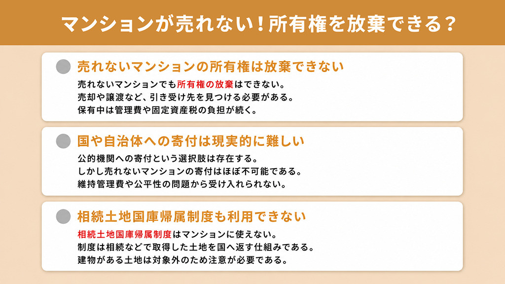 マンションが売れない!所有権を放棄できる?