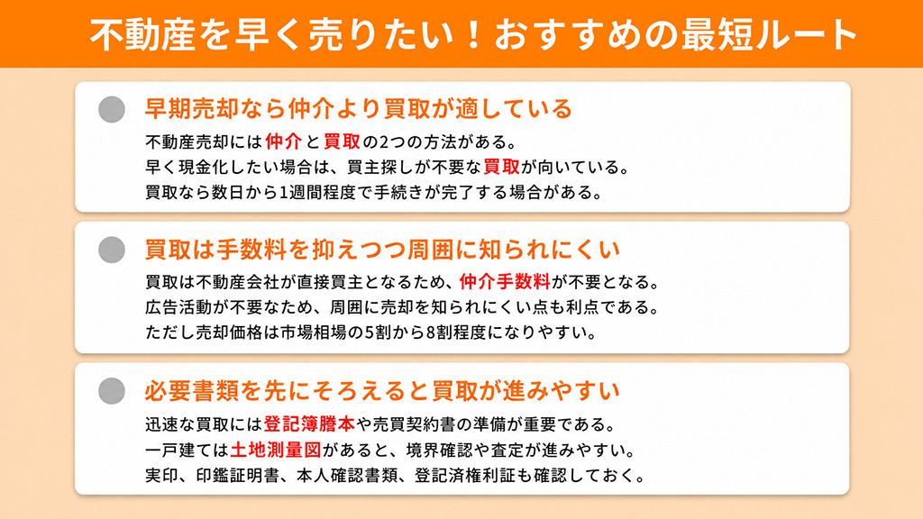 不動産を早く売りたい!おすすめの最短ルート