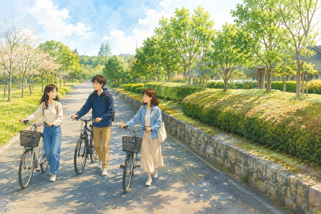 生駒駅から近畿大学農学部への通学ルートイメージ図