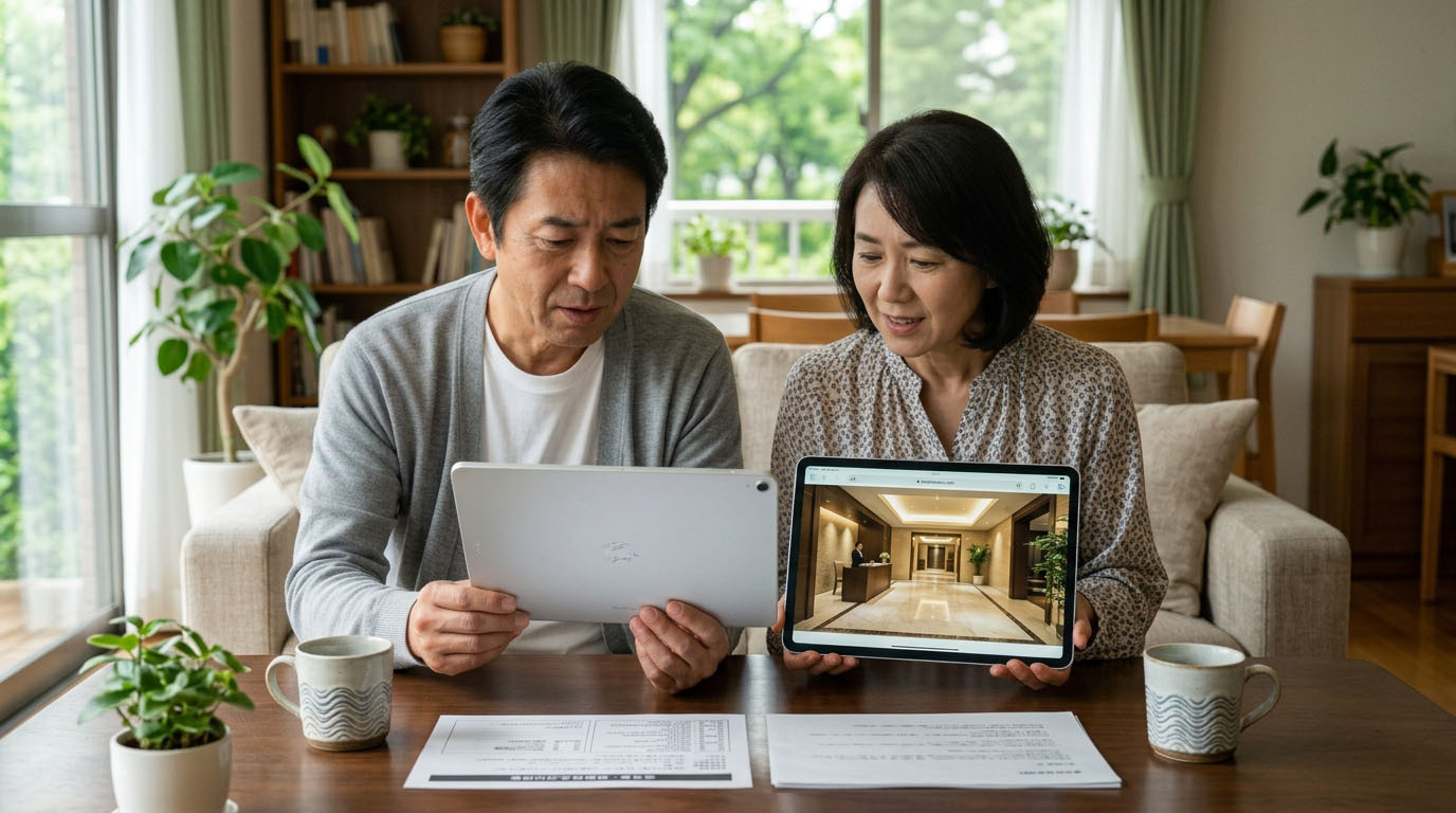管理費が適切に使われている証拠として、清掃が行き届き、コンシェルジュデスクがある芦屋の高級マンションの美しいエントランス
