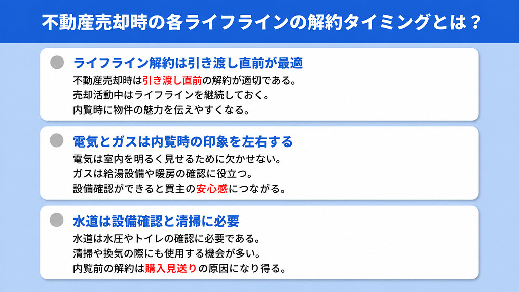 不動産売却時の各ライフラインの解約タイミングとは?