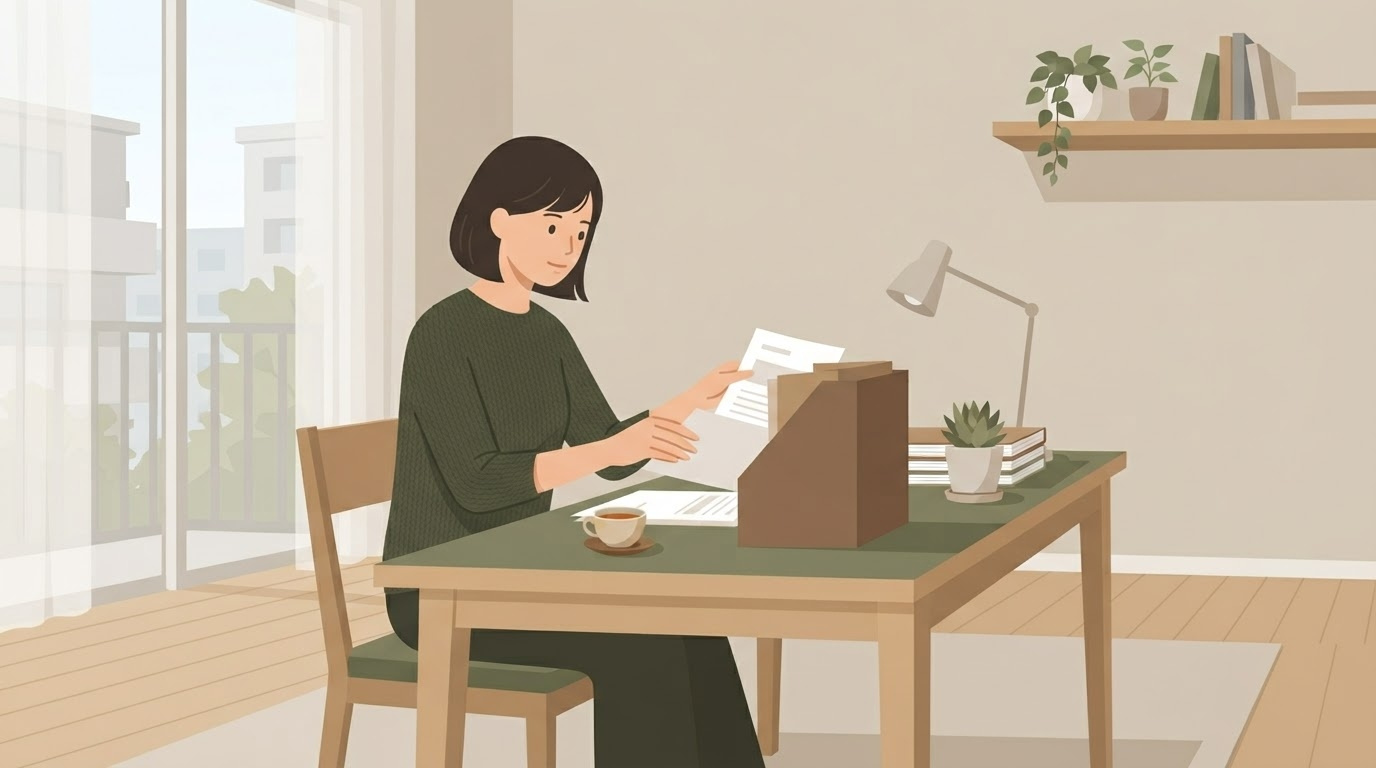 契約時の書類を確認するイメージ
