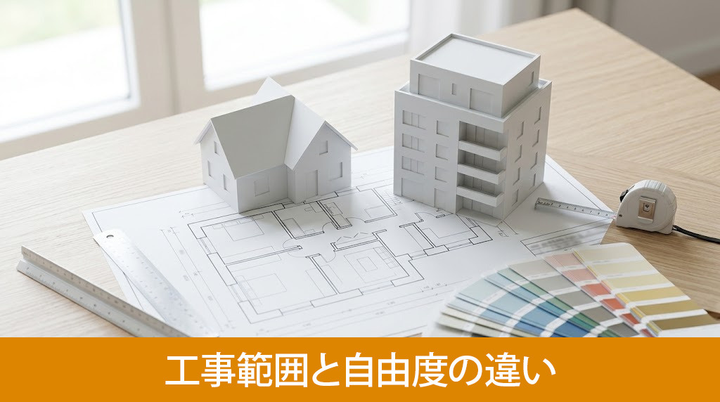 工事範囲と自由度の違い