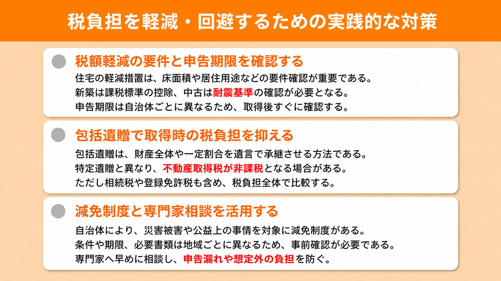 税負担を軽減・回避するための実践的な対策