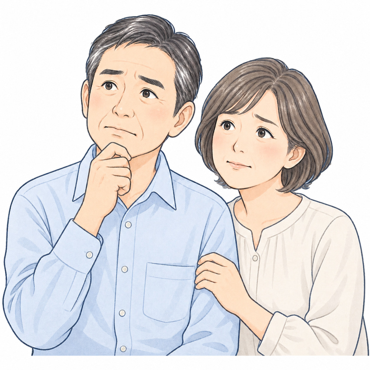 老後の生活資金について相談された60代夫婦のイラスト