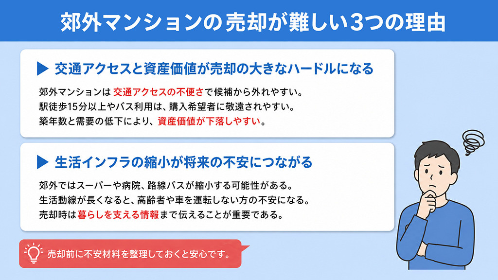 郊外マンションの売却が難しい3つの理由