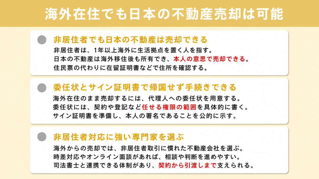 海外在住でも日本の不動産売却は可能