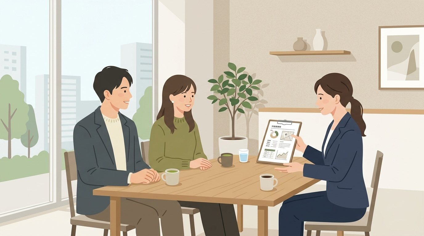査定結果をもとに落ち着いて相談するイメージ