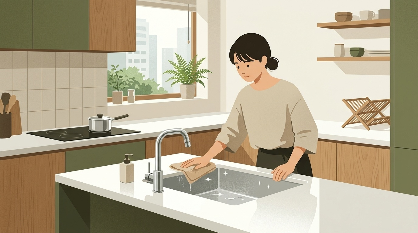 水まわりを丁寧に掃除するイメージ