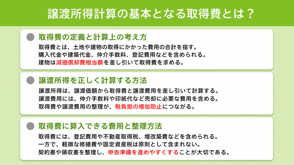 譲渡所得計算の基本となる取得費とは?