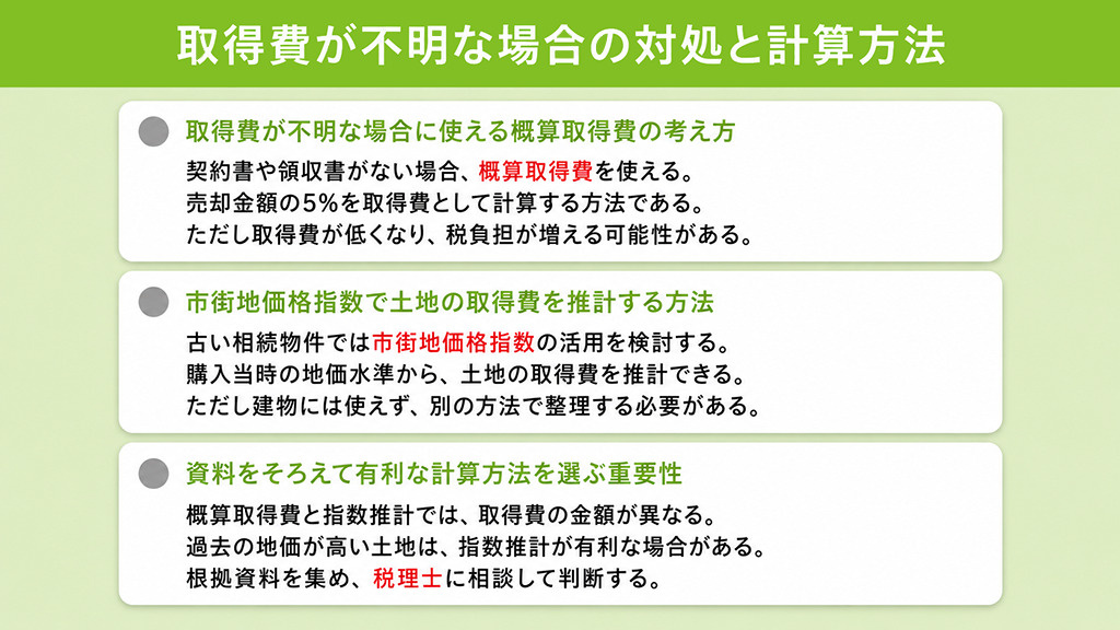 取得費が不明な場合の対処と計算方法