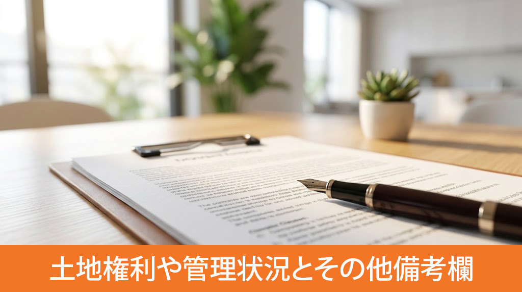土地権利や管理状況とその他備考欄の確認
