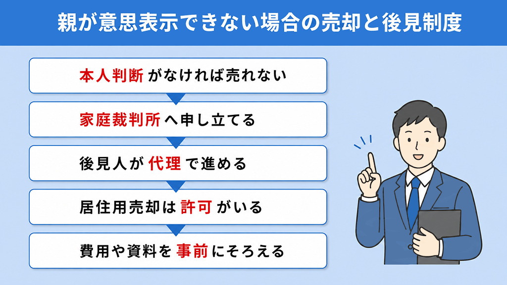 親が意思表示できない場合の売却と後見制度