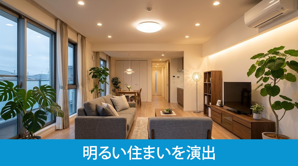 すべての照明を点灯し明るい住まいを演出