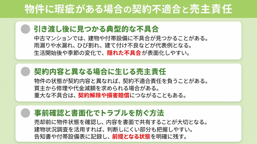 物件に瑕疵がある場合の契約不適合と売主責任
