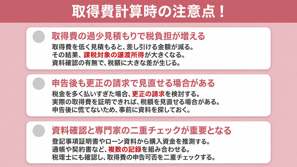 取得費計算時の注意点!