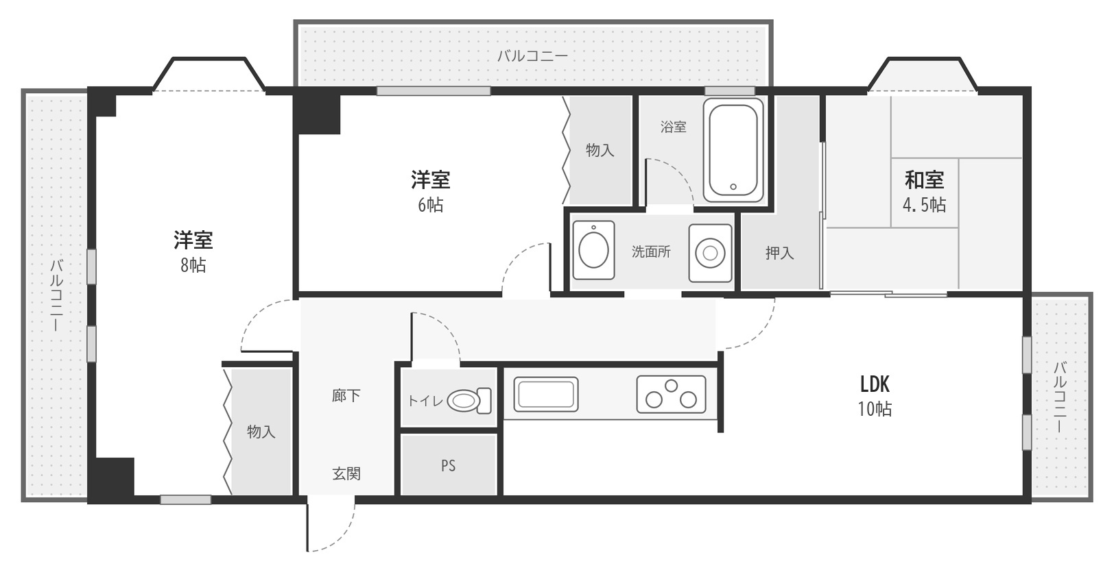 セゾン弐番館405 間取り図