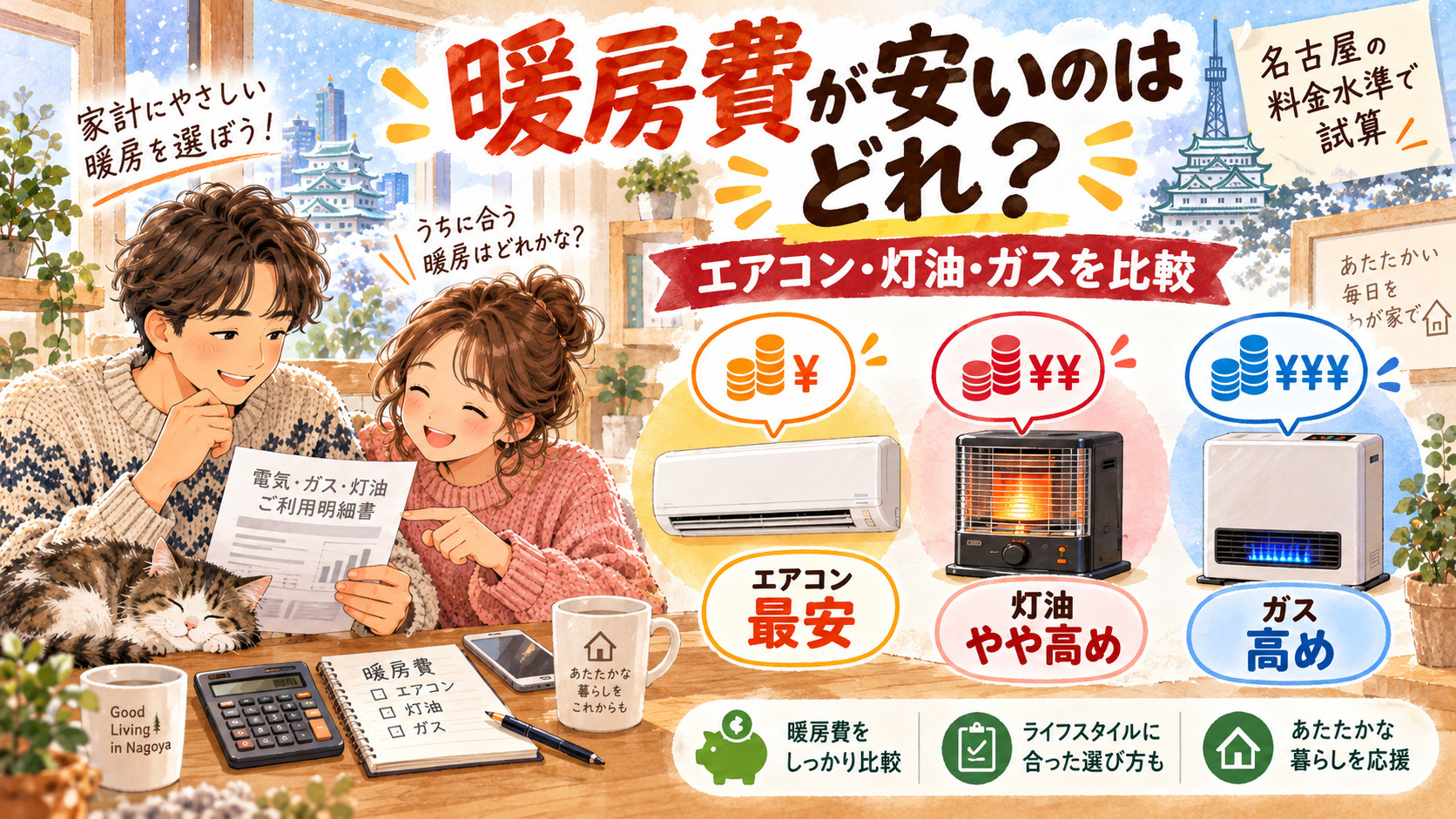 暖房費が安いのはどれ?
