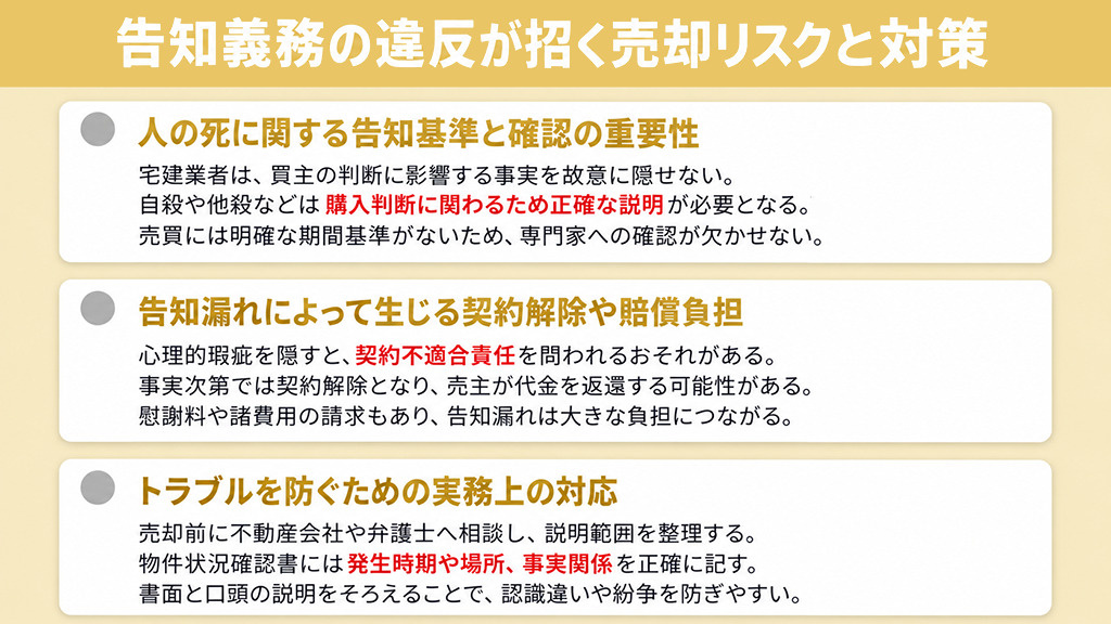 告知義務の違反が招く売却リスクと対策