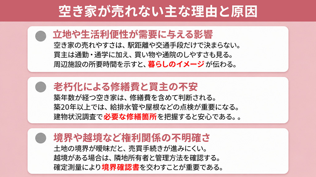 空き家が売れない主な理由と原因
