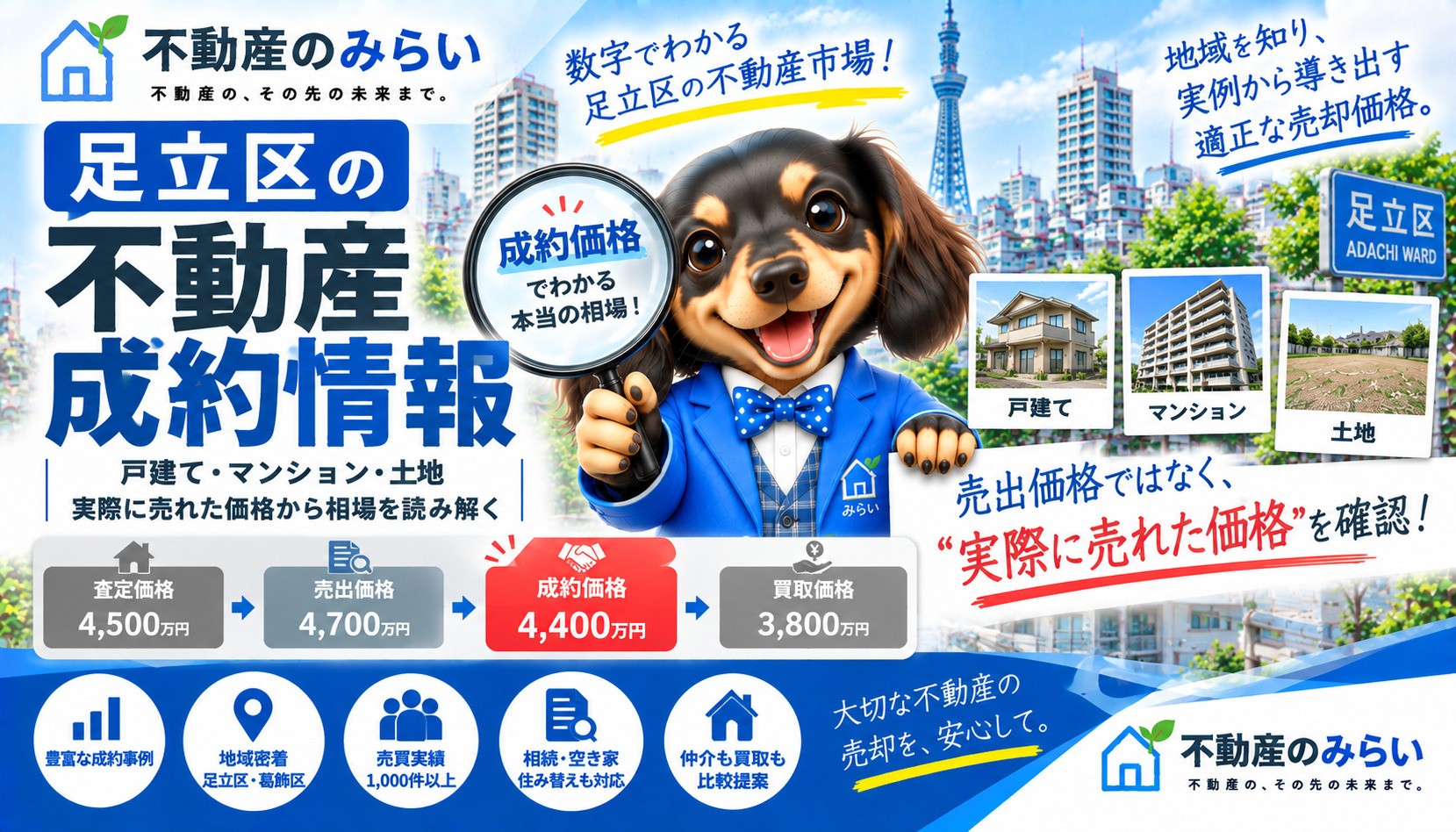 足立区の不動産成約情報で戸建て・マンション・土地の成約価格と売却相場を解説する不動産のみらい