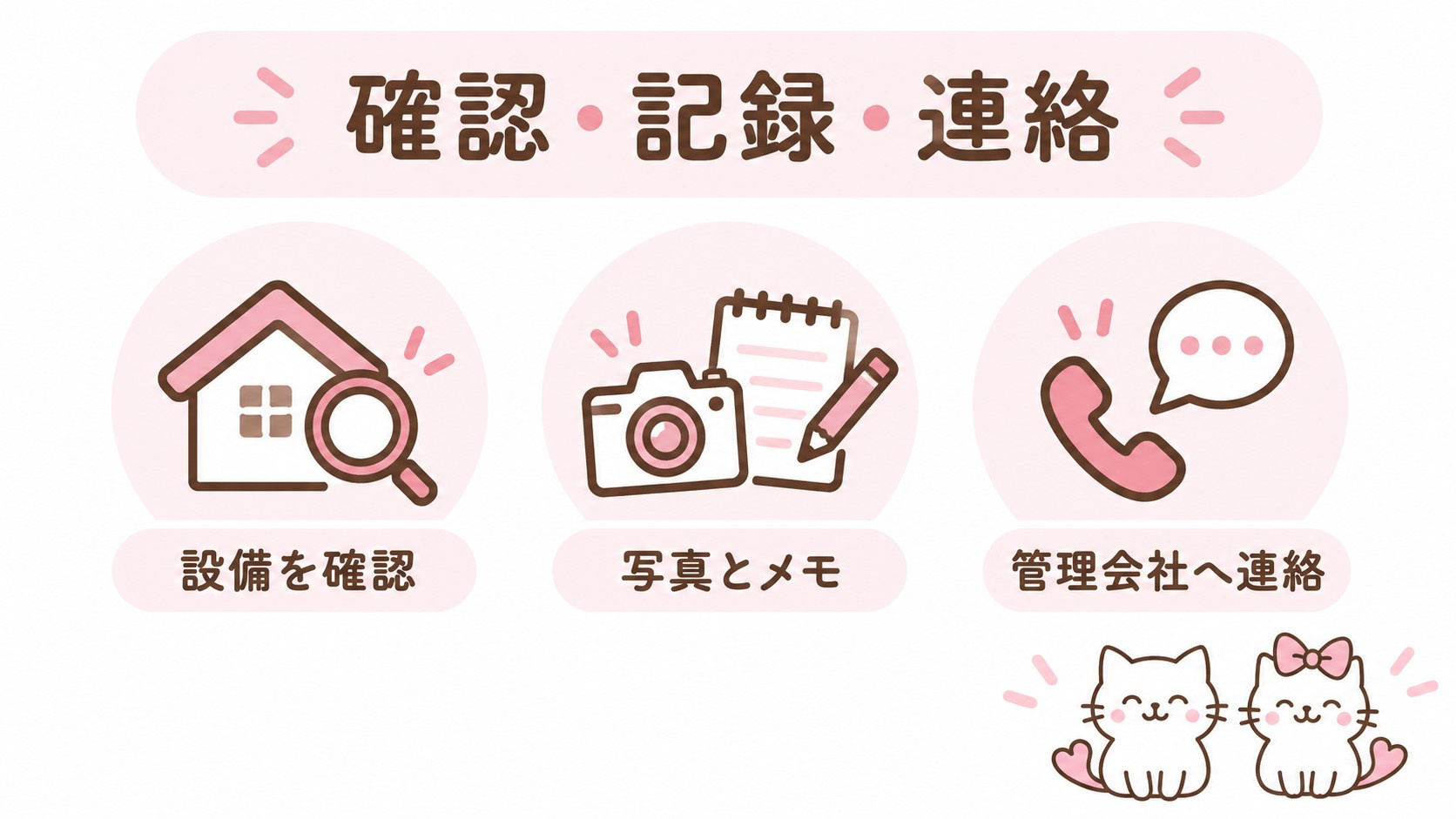 設備を確認し写真とメモを残して管理会社へ連絡