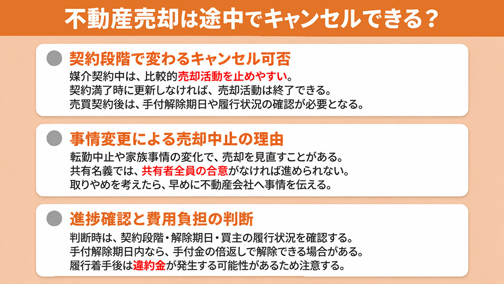不動産売却は途中でキャンセルできる?