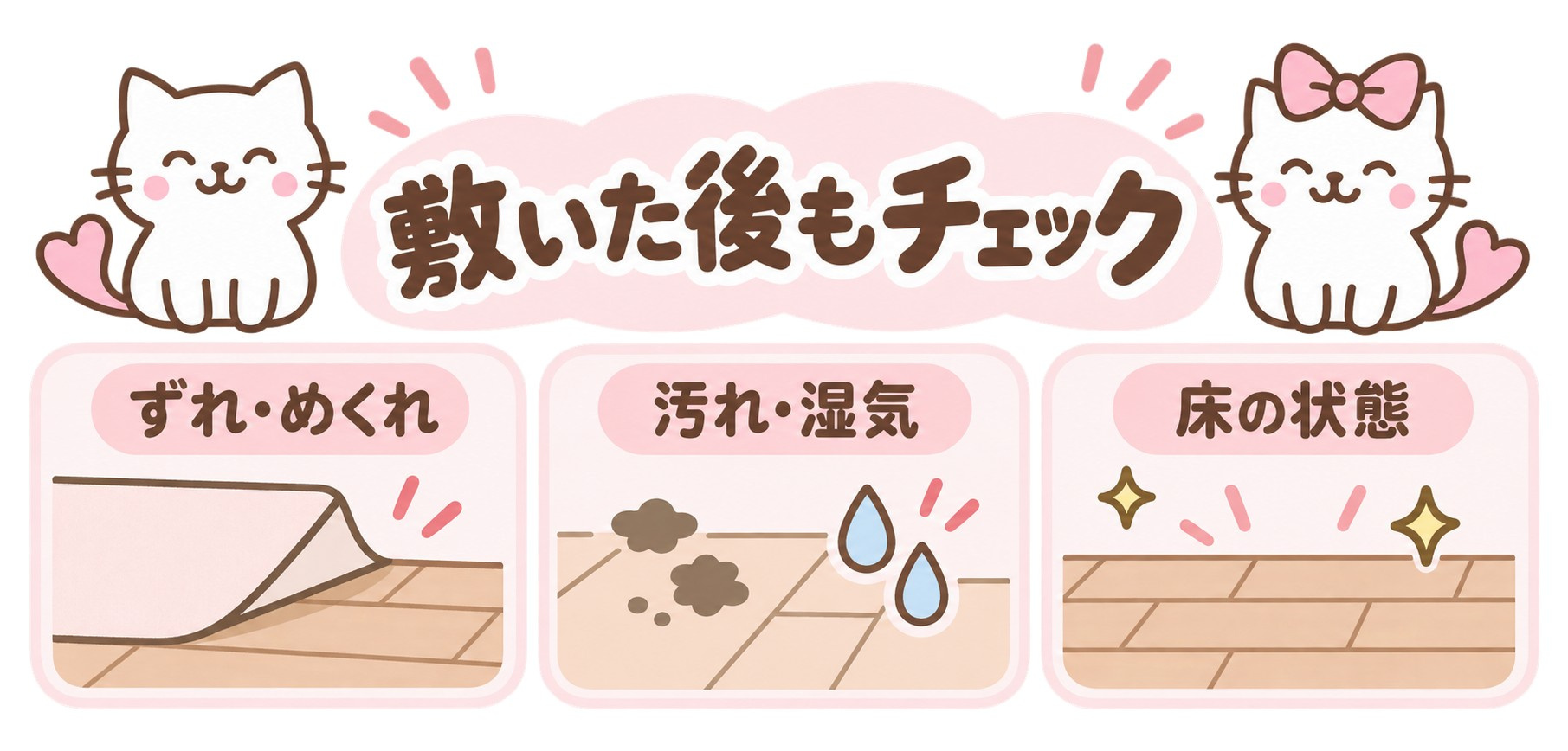 マットのずれ・汚れ・湿気と下の床の状態を確認