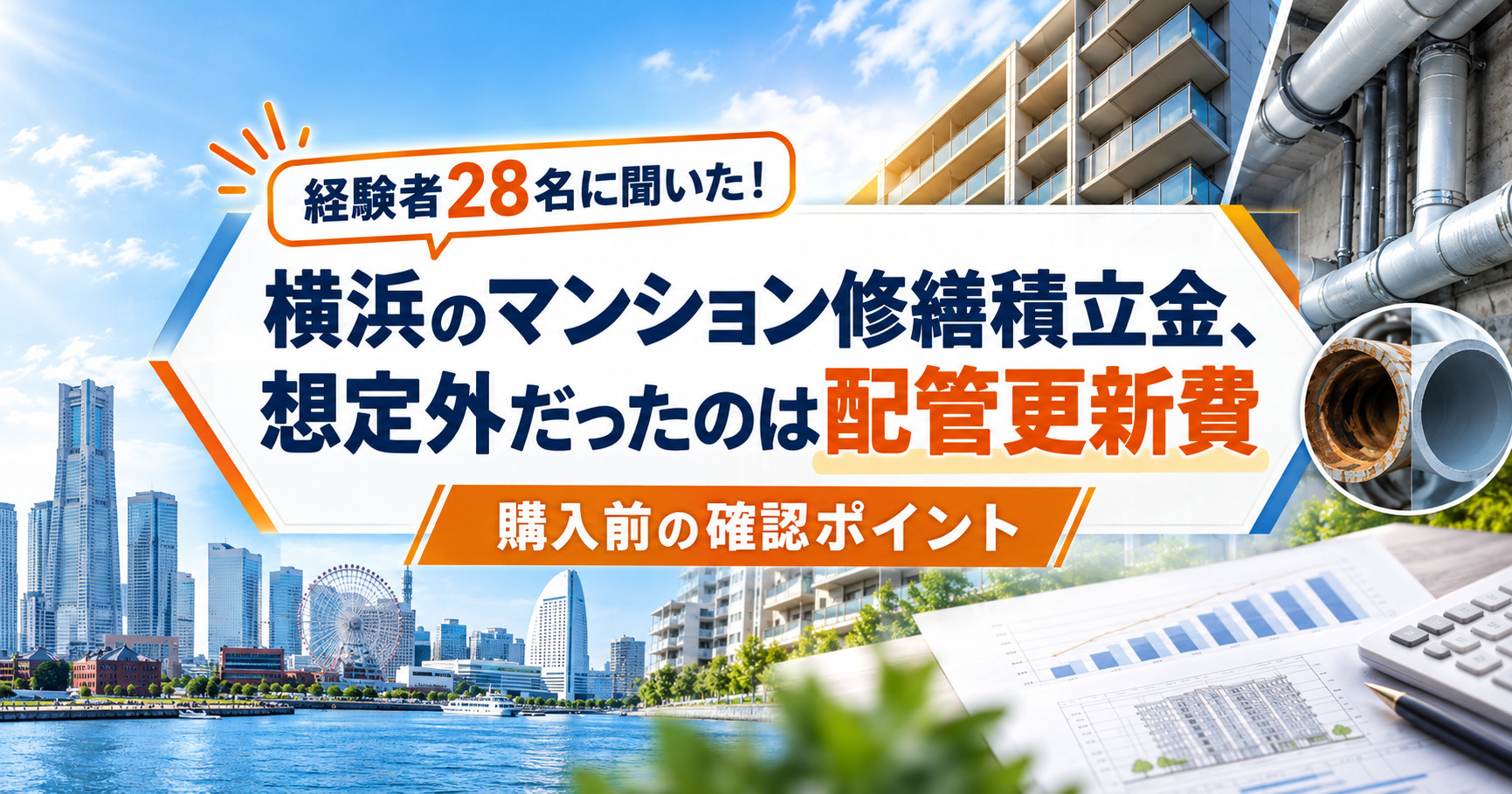 横浜のマンション修繕積立金、経験者28名の約半数が「想定外」だったのは配管更新費|購入前の確認ポイント