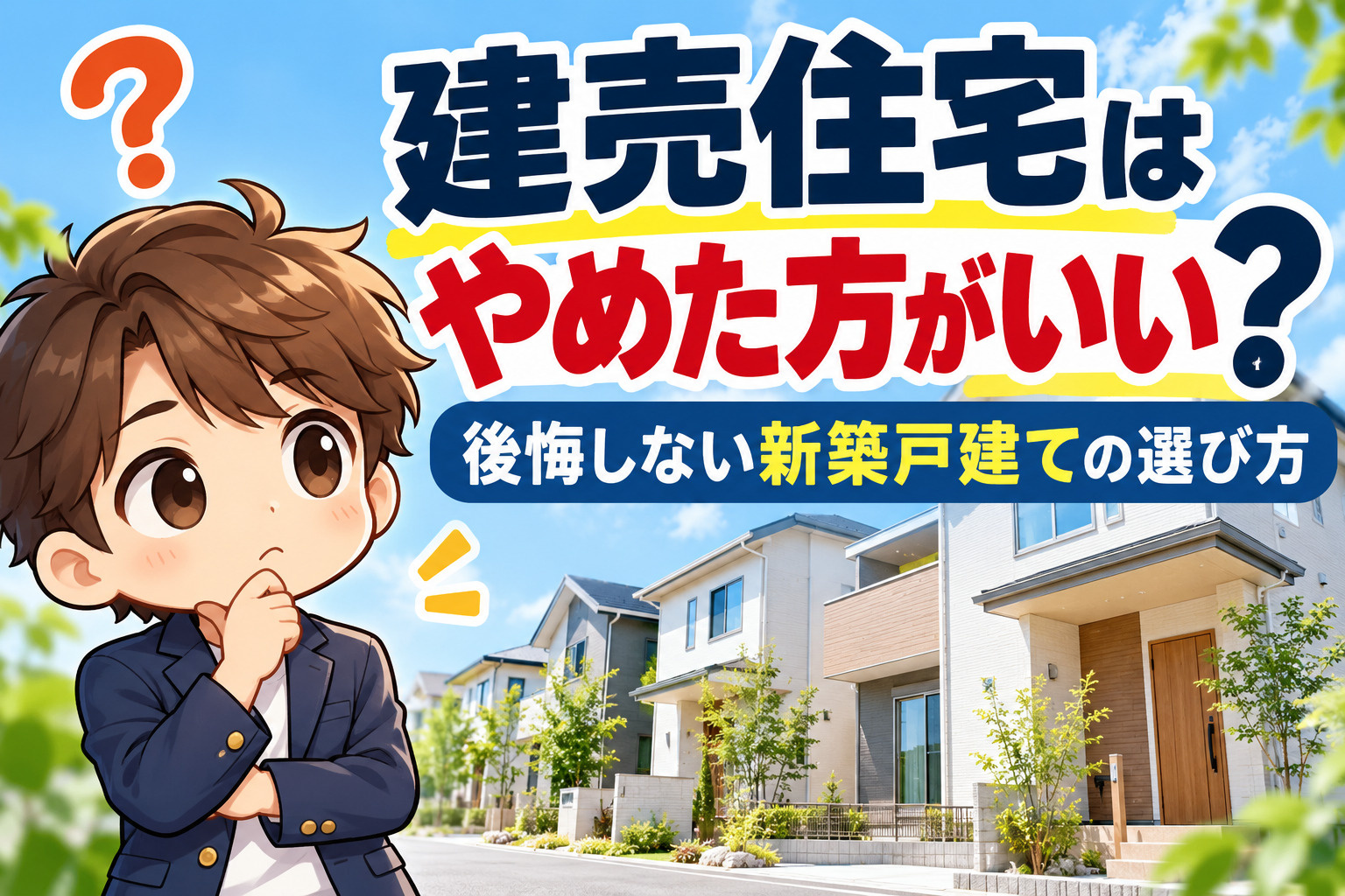建売住宅はやめた方がいい?後悔しない新築戸建ての選び方を解説するオヤスク.comの記事タイトル画像