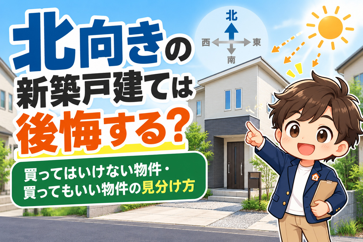 北向きの新築戸建ては後悔するのかを解説するオヤスク.comの記事タイトル画像