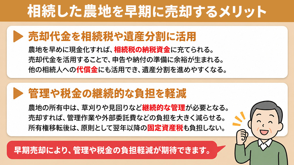 相続した農地を早期に売却するメリット
