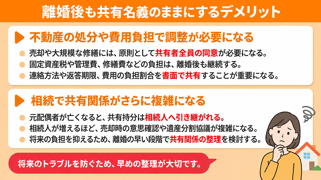 離婚後も共有名義のままにするデメリット