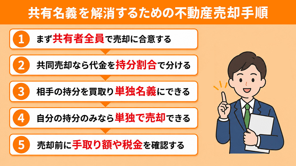 共有名義を解消するための不動産売却手順