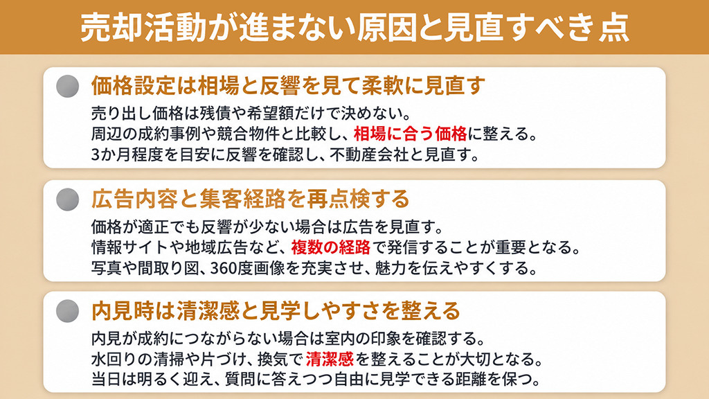 売却活動が進まない原因と見直すべき点