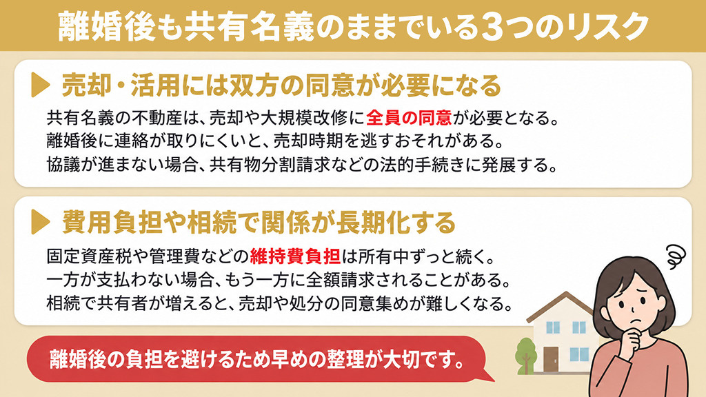 離婚後も共有名義のままでいる3つのリスク